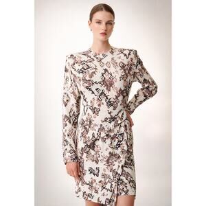 IRO Satyan Dress 0 FR 32 Ivory Shoulder Pads Asymmetric High Low